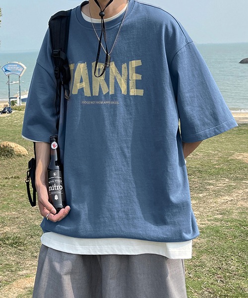 HOOK（フック）の「【HOOK】【2021新作】 シンプル英字プリント半袖tシャツ（Tシャツ/カットソー・メンズ・ブルー/ブラック/ホワイト・XL/M/L）」の15枚目の写真