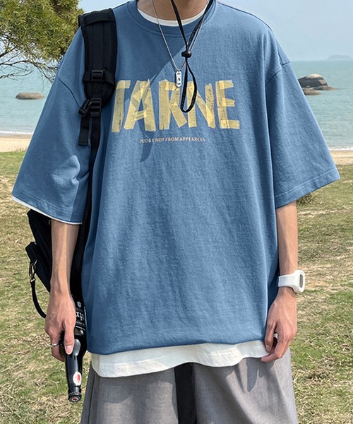 HOOK（フック）の「【HOOK】【2021新作】 シンプル英字プリント半袖tシャツ（Tシャツ/カットソー・メンズ・ブルー/ブラック/ホワイト・XL/M/L）」の17枚目の写真