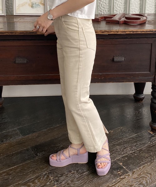 AS KNOW AS PINKY（アズノゥアズピンキー）の「編み上げフレアデニムパンツ（デニムパンツ・レディース・オフホワイト/インディゴブルー/ライトインディゴブルー/ベージュ・M/S）」の13枚目の写真