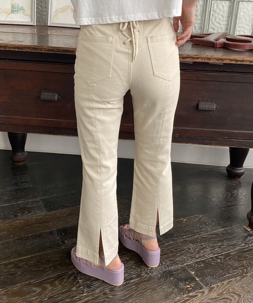 AS KNOW AS PINKY（アズノゥアズピンキー）の「編み上げフレアデニムパンツ（デニムパンツ・レディース・オフホワイト/インディゴブルー/ライトインディゴブルー/ベージュ・M/S）」の7枚目の写真