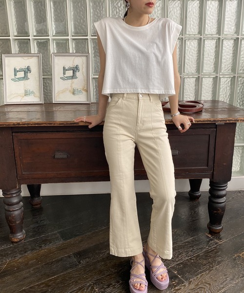 AS KNOW AS PINKY（アズノゥアズピンキー）の「編み上げフレアデニムパンツ（デニムパンツ・レディース・オフホワイト/インディゴブルー/ライトインディゴブルー/ベージュ・M/S）」の10枚目の写真