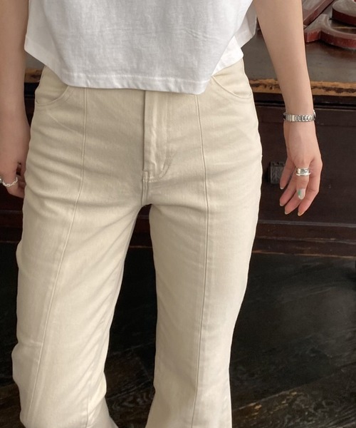 AS KNOW AS PINKY（アズノゥアズピンキー）の「編み上げフレアデニムパンツ（デニムパンツ・レディース・オフホワイト/インディゴブルー/ライトインディゴブルー/ベージュ・M/S）」の5枚目の写真