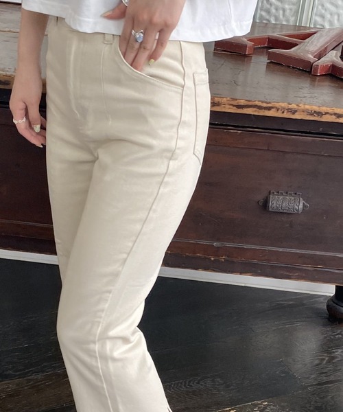 AS KNOW AS PINKY（アズノゥアズピンキー）の「編み上げフレアデニムパンツ（デニムパンツ・レディース・オフホワイト/インディゴブルー/ライトインディゴブルー/ベージュ・M/S）」の20枚目の写真