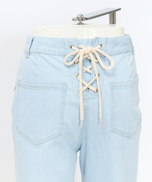 AS KNOW AS PINKY（アズノゥアズピンキー）の「編み上げフレアデニムパンツ（デニムパンツ・レディース・オフホワイト/インディゴブルー/ライトインディゴブルー/ベージュ・M/S）」の21枚目の写真