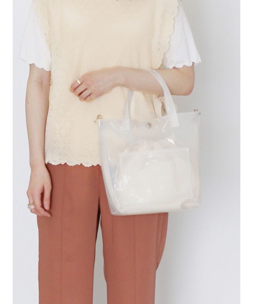 ehka sopo（エヘカソポ）の「クリアトートショルダーバッグ（ショルダーバッグ・レディース・ブラウン/オフホワイト/ブラック・ﾌﾘ-）」の2枚目の写真