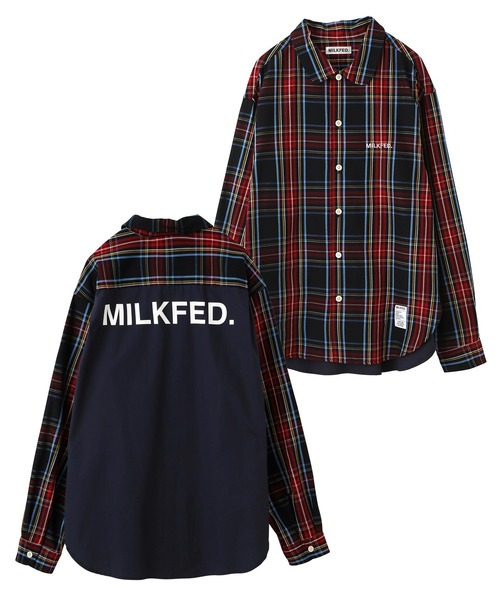 MILKFED.（ミルクフェド）の「BACK LOGO PLAID SHIRT（シャツ/ブラウス・レディース・レッド/グリーン/ネイビー・ONE SIZE）」の5枚目の写真