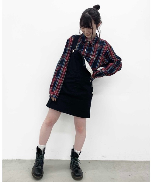 MILKFED.（ミルクフェド）の「BACK LOGO PLAID SHIRT（シャツ/ブラウス・レディース・レッド/グリーン/ネイビー・ONE SIZE）」の4枚目の写真