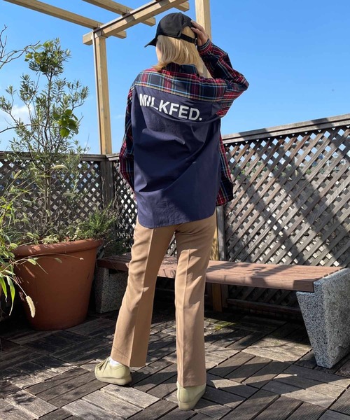 MILKFED.（ミルクフェド）の「BACK LOGO PLAID SHIRT（シャツ/ブラウス・レディース・レッド/グリーン/ネイビー・ONE SIZE）」の7枚目の写真