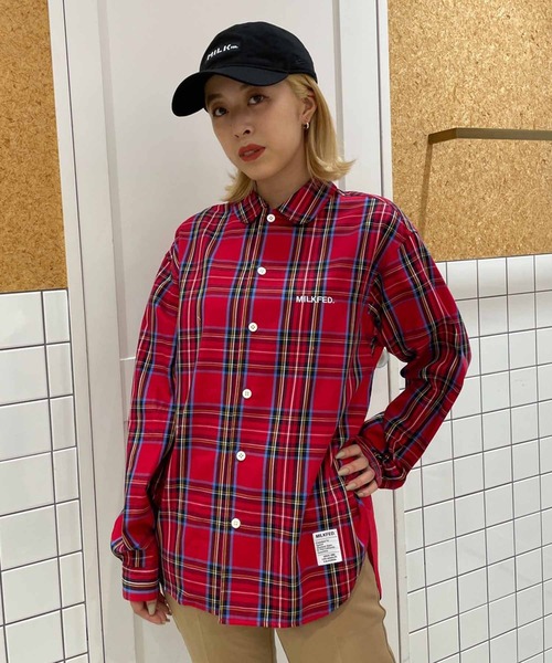 MILKFED.（ミルクフェド）の「BACK LOGO PLAID SHIRT（シャツ/ブラウス・レディース・レッド/グリーン/ネイビー・ONE SIZE）」の8枚目の写真