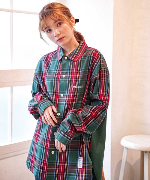 MILKFED.（ミルクフェド）の「BACK LOGO PLAID SHIRT（シャツ/ブラウス・レディース・レッド/グリーン/ネイビー・ONE SIZE）」の14枚目の写真