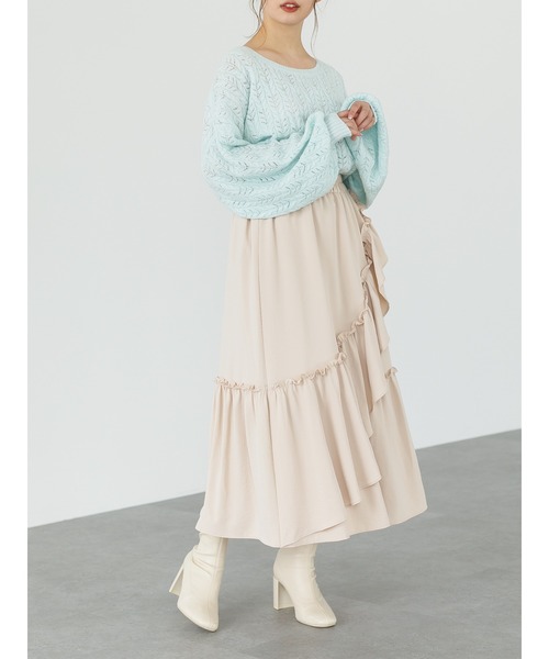 SLURR（スラ―）の「透かしミックスボリュームスリーブニット（ニット/セーター・レディース・ライトブルー/アイボリー/ラベンダー・FREE）」の18枚目の写真