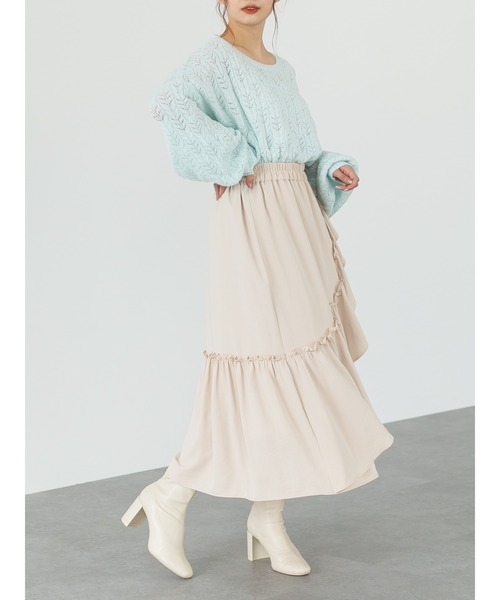 SLURR（スラ―）の「透かしミックスボリュームスリーブニット（ニット/セーター・レディース・ライトブルー/アイボリー/ラベンダー・FREE）」の21枚目の写真