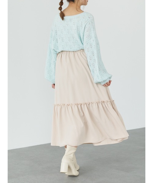 SLURR（スラ―）の「透かしミックスボリュームスリーブニット（ニット/セーター・レディース・ライトブルー/アイボリー/ラベンダー・FREE）」の15枚目の写真