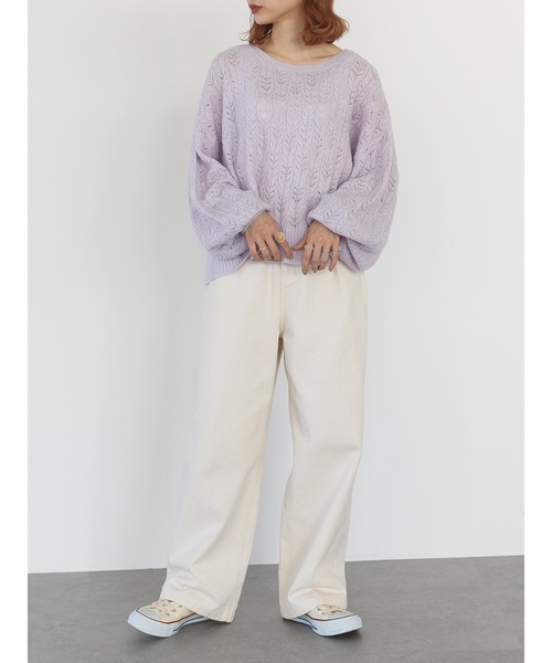 SLURR（スラ―）の「透かしミックスボリュームスリーブニット（ニット/セーター・レディース・ライトブルー/アイボリー/ラベンダー・FREE）」の13枚目の写真