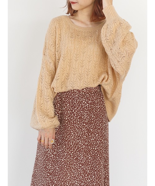 SLURR（スラ―）の「透かしミックスボリュームスリーブニット（ニット/セーター・レディース・ライトブルー/アイボリー/ラベンダー・FREE）」の11枚目の写真