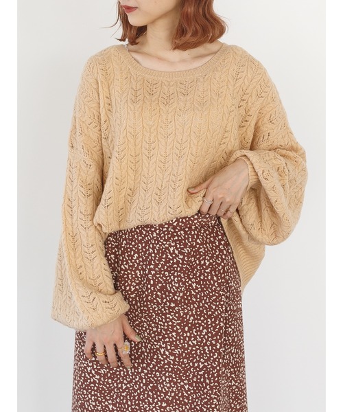 SLURR（スラ―）の「透かしミックスボリュームスリーブニット（ニット/セーター・レディース・ライトブルー/アイボリー/ラベンダー・FREE）」の19枚目の写真