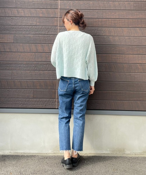 SLURR（スラ―）の「透かしミックスボリュームスリーブニット（ニット/セーター・レディース・ライトブルー/アイボリー/ラベンダー・FREE）」の10枚目の写真