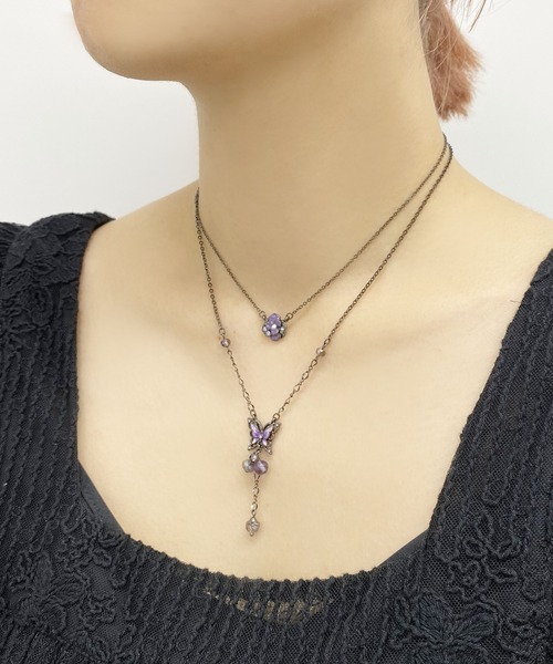 蝶 バラモチーフ 2点セットネックレス（ネックレス）｜ANNA SUI