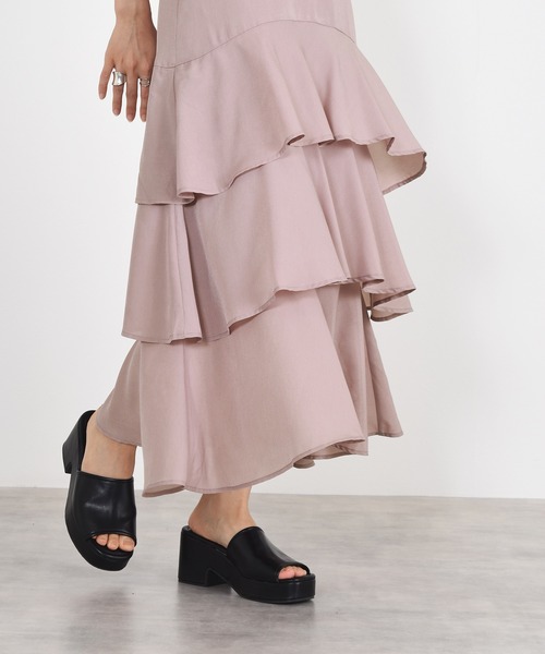 w closet（ダブルクローゼット）の「無地ジョーゼットティアードスカート（スカート・レディース・ライトベージュ/ダークオレンジ/ブルー/グレー系2/ブラック・FREE）」の22枚目の写真