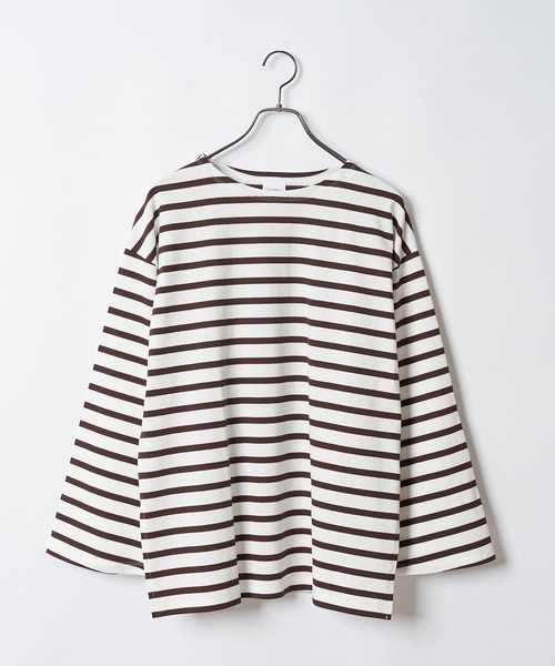 CIAOPANIC（チャオパニック）の「フレアスリーブボーダービッグTシャツ（Tシャツ/カットソー・レディース・ネイビー/ブラウン/ブルー/グリーン・FREE）」の22枚目の写真