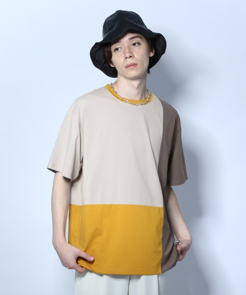HARE（ハレ）の「ハイショクキリカエカットソー2（Tシャツ/カットソー・メンズ・オフホワイト/ブラック/ベージュ・SMALL/MEDIUM）」の3枚目の写真