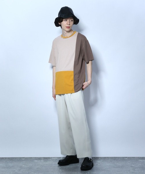 HARE（ハレ）の「ハイショクキリカエカットソー2（Tシャツ/カットソー・メンズ・オフホワイト/ブラック/ベージュ・SMALL/MEDIUM）」の6枚目の写真