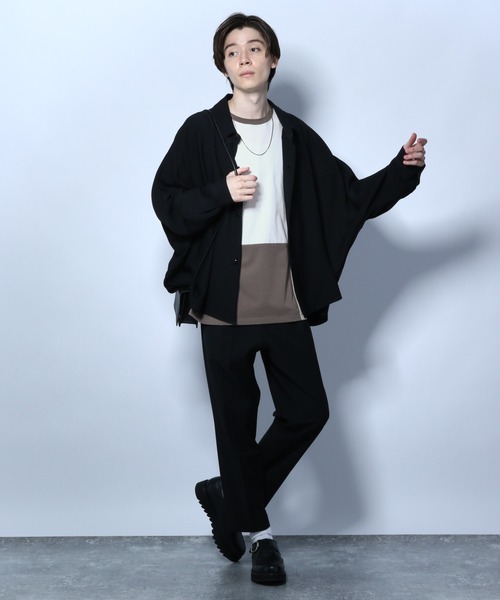 HARE（ハレ）の「ハイショクキリカエカットソー2（Tシャツ/カットソー・メンズ・オフホワイト/ブラック/ベージュ・SMALL/MEDIUM）」の8枚目の写真