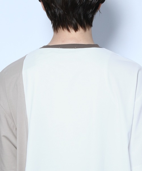 HARE（ハレ）の「ハイショクキリカエカットソー2（Tシャツ/カットソー・メンズ・オフホワイト/ブラック/ベージュ・SMALL/MEDIUM）」の15枚目の写真