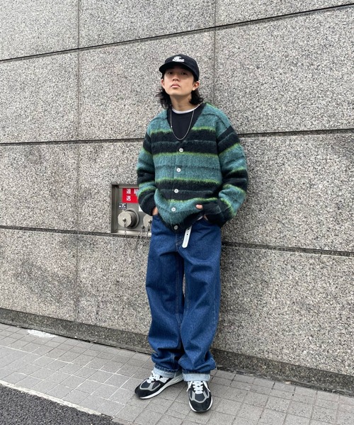 WHO'S WHO gallery（フーズフーギャラリー）の「【KOOKY'N/クーキー】アルパカ混ボーダーモヘアライクカーディガン（カーディガン/ボレロ・レディース・ブラック/パープル/ブルー・FREE）」の13枚目の写真