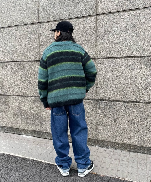 WHO'S WHO gallery（フーズフーギャラリー）の「【KOOKY'N/クーキー】アルパカ混ボーダーモヘアライクカーディガン（カーディガン/ボレロ・レディース・ブラック/パープル/ブルー・FREE）」の14枚目の写真