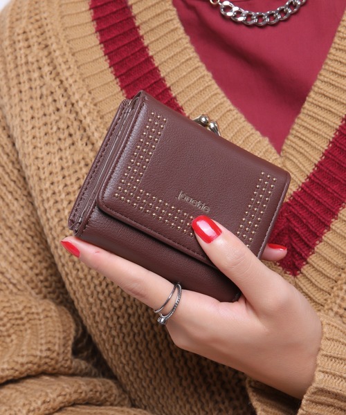 jouetie(ジュエティ)の「【jouetie/ジュエティ】マイクロスタッズ がま口ミニ財布(財布・レディース・ブラック/ダークグリーン/ネイビー/ブラウン/オリーブ/ピンク/シルバー/ゴールド/アイボリー/ラベンダー/ベージュ系その他/キャメル/ワイン・FREE)」の4枚目の写真