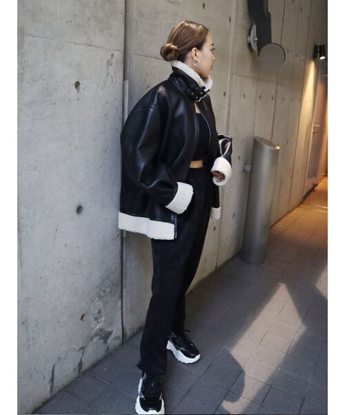 EVRIS オーバーサイズボアブルゾン/黒 EVRIS オーバーサイズボアブルゾン（ブラック） -ファッション