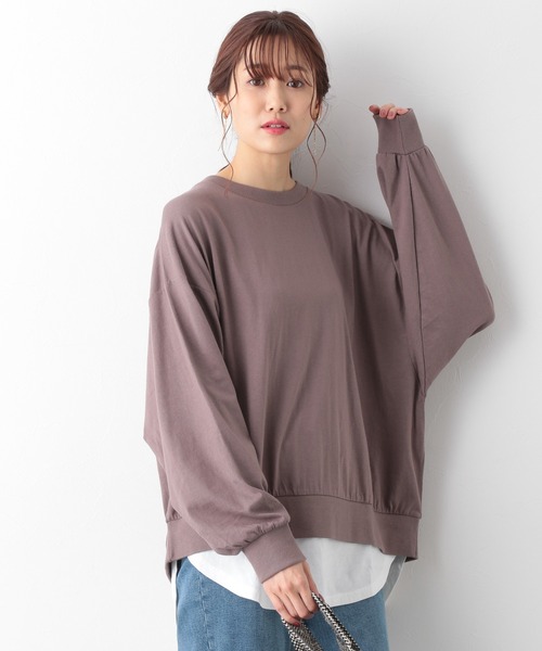 【ゆーまま】グローバルワーク　フェイクレイヤードタンク＋楊柳ブラウス HUG.U（ハグユー） ブラウス 楊柳 キーネック レディース シャツ