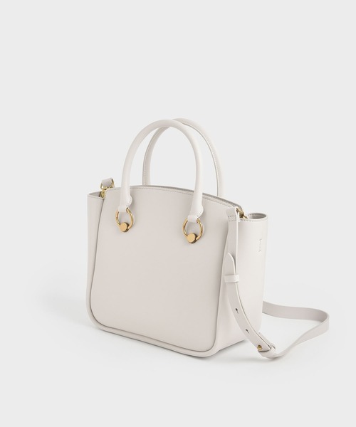 CHARLES & KEITH（チャールズ & キース）の「リングディティール ホーボーバッグ / Ring Detail Large Hobo Bag（ショルダーバッグ・レディース・ブラック/ホワイト系その他/ライトベージュ・L）」の14枚目の写真