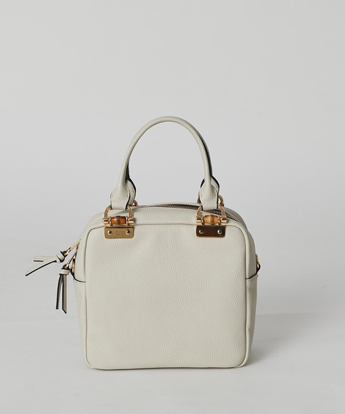 RIVE DROITE（リヴドロワ）の「クラシカルムード漂うデザイン　バンブースクエアミニボストン（ボストンバッグ・レディース・グレー系その他/ベージュ系その他・FREE）」の5枚目の写真