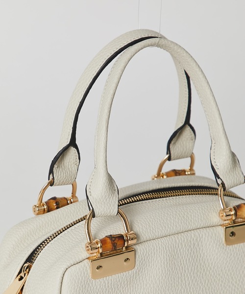 RIVE DROITE（リヴドロワ）の「クラシカルムード漂うデザイン　バンブースクエアミニボストン（ボストンバッグ・レディース・グレー系その他/ベージュ系その他・FREE）」の10枚目の写真