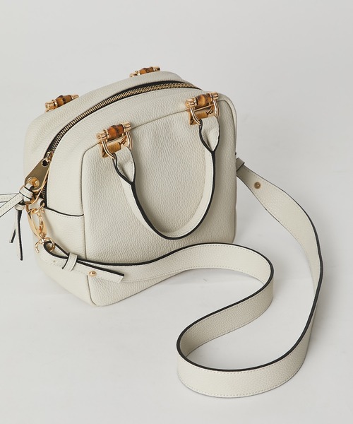 RIVE DROITE（リヴドロワ）の「クラシカルムード漂うデザイン　バンブースクエアミニボストン（ボストンバッグ・レディース・グレー系その他/ベージュ系その他・FREE）」の8枚目の写真