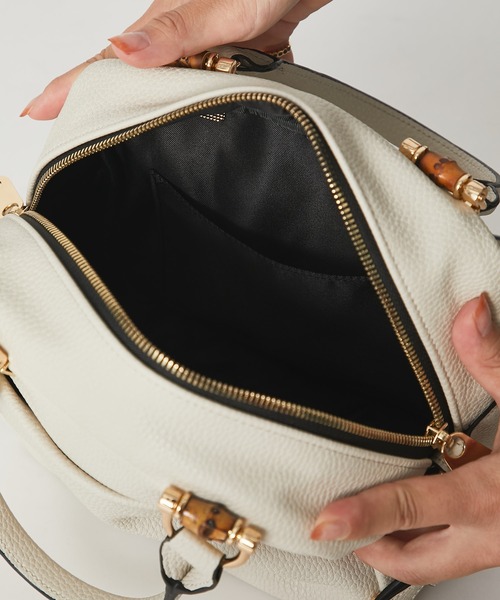 RIVE DROITE（リヴドロワ）の「クラシカルムード漂うデザイン　バンブースクエアミニボストン（ボストンバッグ・レディース・グレー系その他/ベージュ系その他・FREE）」の15枚目の写真