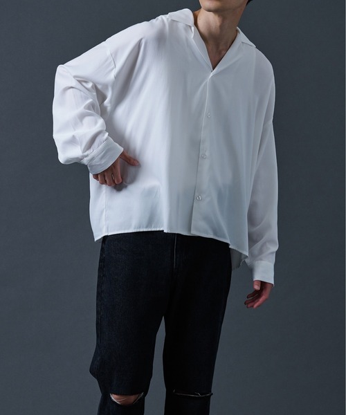 Ellno Loset（エルノロゼット）の「ポリトロカイキンシャツ（シャツ/ブラウス・メンズ・ブラック/パープル系その他/ブルーグリーン/オフホワイト・LARGE/MEDIUM）」の2枚目の写真