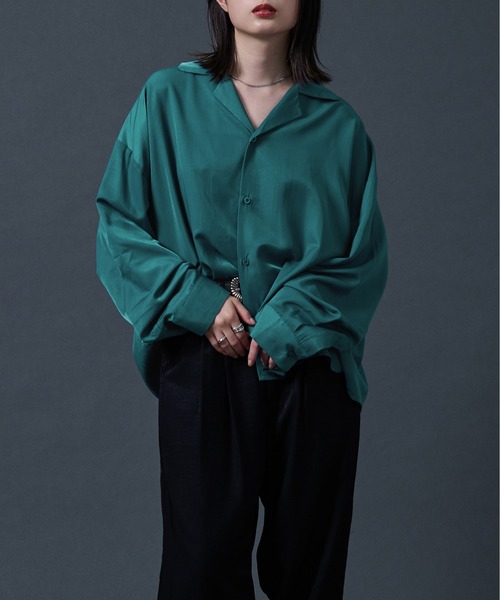 Ellno Loset（エルノロゼット）の「ポリトロカイキンシャツ（シャツ/ブラウス・メンズ・ブラック/パープル系その他/ブルーグリーン/オフホワイト・LARGE/MEDIUM）」の4枚目の写真