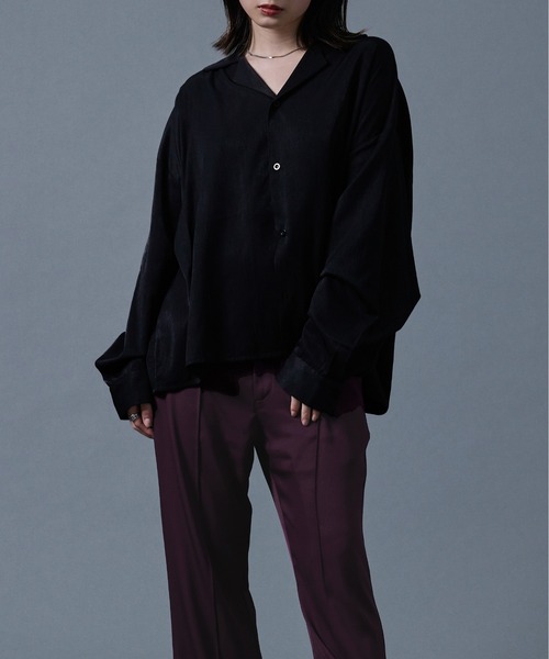 Ellno Loset（エルノロゼット）の「ポリトロカイキンシャツ（シャツ/ブラウス・メンズ・ブラック/パープル系その他/ブルーグリーン/オフホワイト・LARGE/MEDIUM）」の7枚目の写真