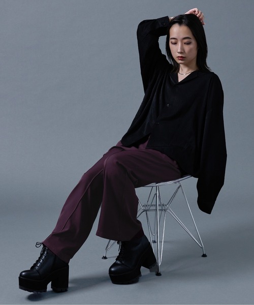 Ellno Loset（エルノロゼット）の「ポリトロカイキンシャツ（シャツ/ブラウス・メンズ・ブラック/パープル系その他/ブルーグリーン/オフホワイト・LARGE/MEDIUM）」の14枚目の写真