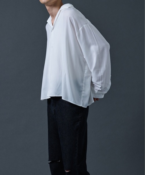 Ellno Loset（エルノロゼット）の「ポリトロカイキンシャツ（シャツ/ブラウス・メンズ・ブラック/パープル系その他/ブルーグリーン/オフホワイト・LARGE/MEDIUM）」の18枚目の写真