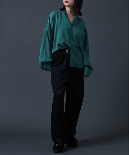 Ellno Loset（エルノロゼット）の「ポリトロカイキンシャツ（シャツ/ブラウス・メンズ・ブラック/パープル系その他/ブルーグリーン/オフホワイト・LARGE/MEDIUM）」の22枚目の写真