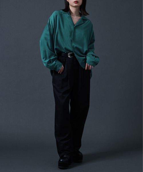 Ellno Loset（エルノロゼット）の「ポリトロカイキンシャツ（シャツ/ブラウス・メンズ・ブラック/パープル系その他/ブルーグリーン/オフホワイト・LARGE/MEDIUM）」の19枚目の写真