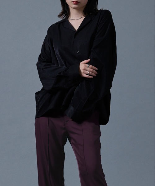 Ellno Loset（エルノロゼット）の「ポリトロカイキンシャツ（シャツ/ブラウス・メンズ・ブラック/パープル系その他/ブルーグリーン/オフホワイト・LARGE/MEDIUM）」の5枚目の写真