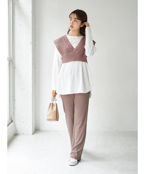 earth music&ecology（アースミュージックアンドエコロジー）の「Well done you ロンT ＊（Tシャツ/カットソー・レディース・チャコールグレー/オフホワイト・FREE）」の14枚目の写真