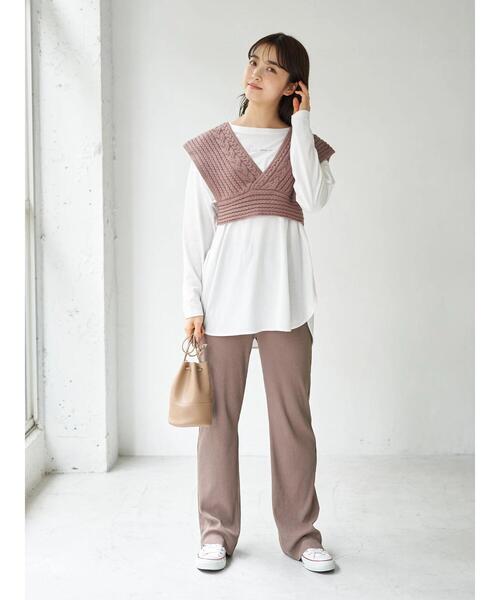 earth music&ecology（アースミュージックアンドエコロジー）の「Well done you ロンT ＊（Tシャツ/カットソー・レディース・チャコールグレー/オフホワイト・FREE）」の13枚目の写真