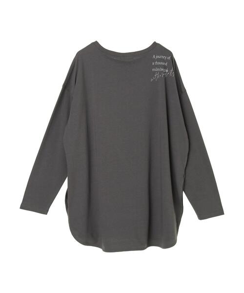 earth music&ecology（アースミュージックアンドエコロジー）の「Well done you ロンT ＊（Tシャツ/カットソー・レディース・チャコールグレー/オフホワイト・FREE）」の8枚目の写真