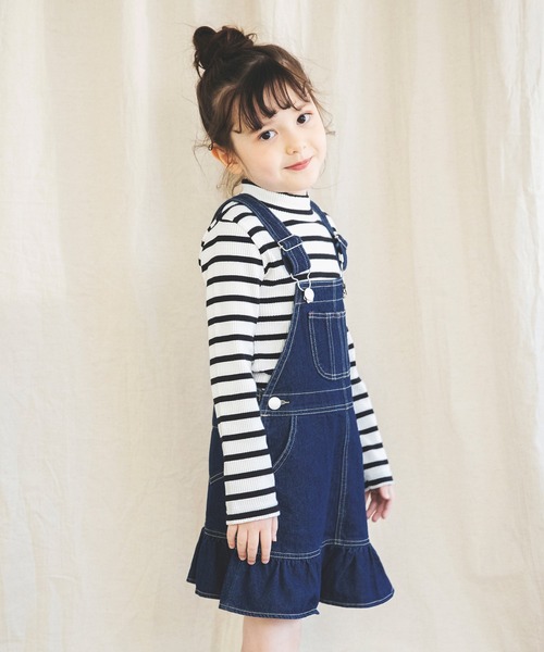 BRANSHES（ブランシェス）の「裾フリルデニムジャンパースカート（ジャンパースカート・キッズ・ブルー/ネイビー・120cm/90cm/130cm/100cm/110cm）」の5枚目の写真